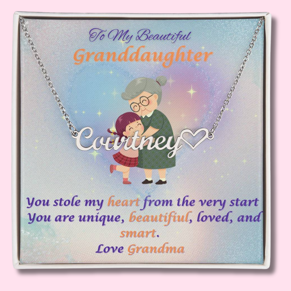 To My Granddaughter (Love Grandma) Custom Heart ♥ Necklace