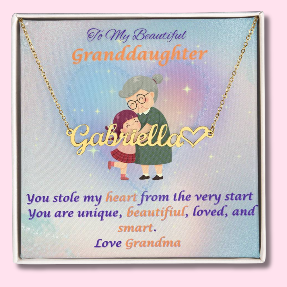 To My Granddaughter (Love Grandma) Custom Heart ♥ Necklace