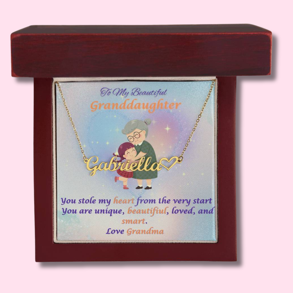 To My Granddaughter (Love Grandma) Custom Heart ♥ Necklace