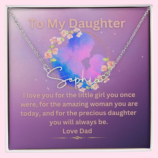 To My Daughter (Love Dad) Custom Signature Necklace