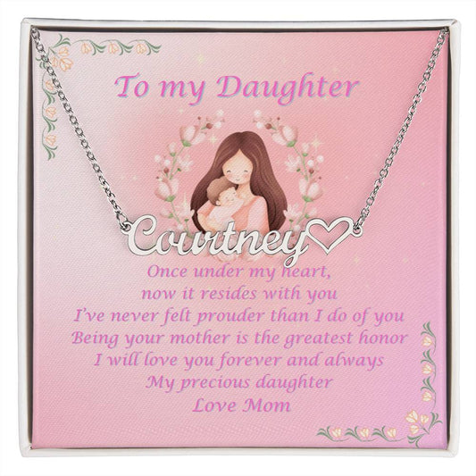 To My Daughter (Love Mom) Custom Heart ♥ Necklace